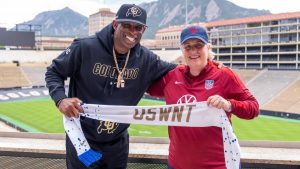 LOOK: Colorado’s Deion Sanders meets new USWNT manager Emma Hayes ahead of 2024 Paris Olympics